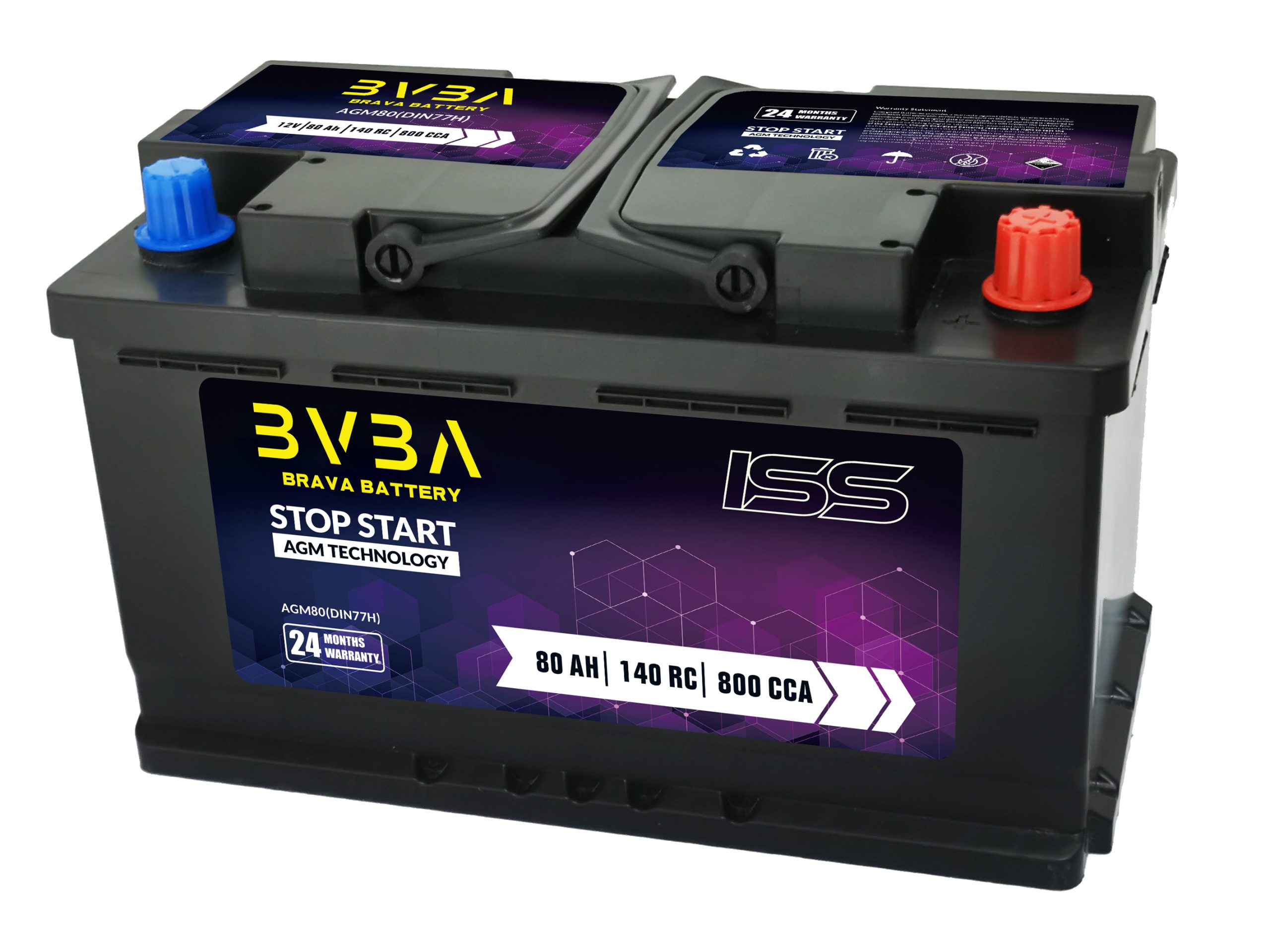 12 Volt 80Ah 800 Amp AGM Car Battery | 12V 800 Stop Start Battery 115  Battery
